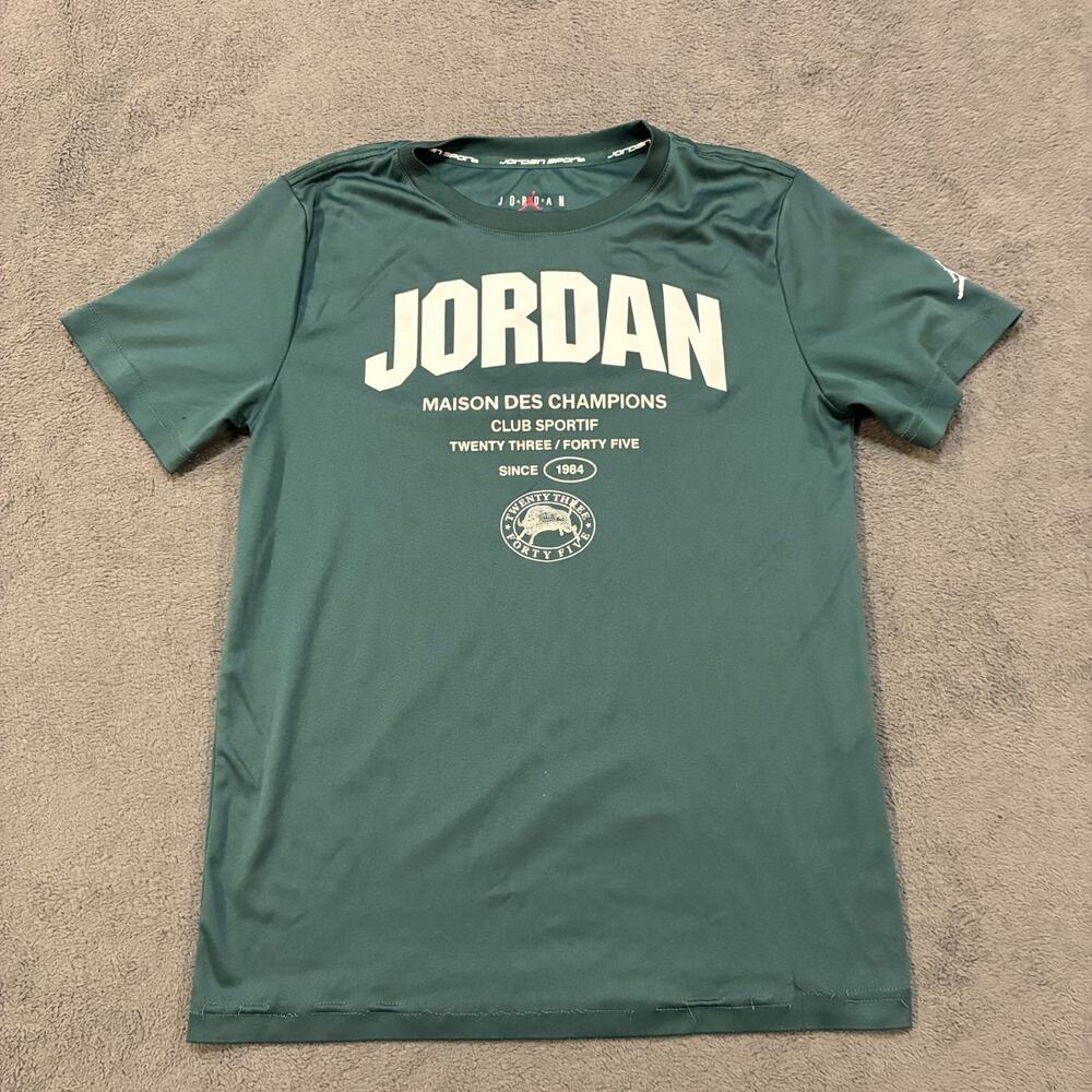 Jordan Sport Dri-FIT Oxidized Green Short Sleeve Graphic Print Shirt Youth Sz L